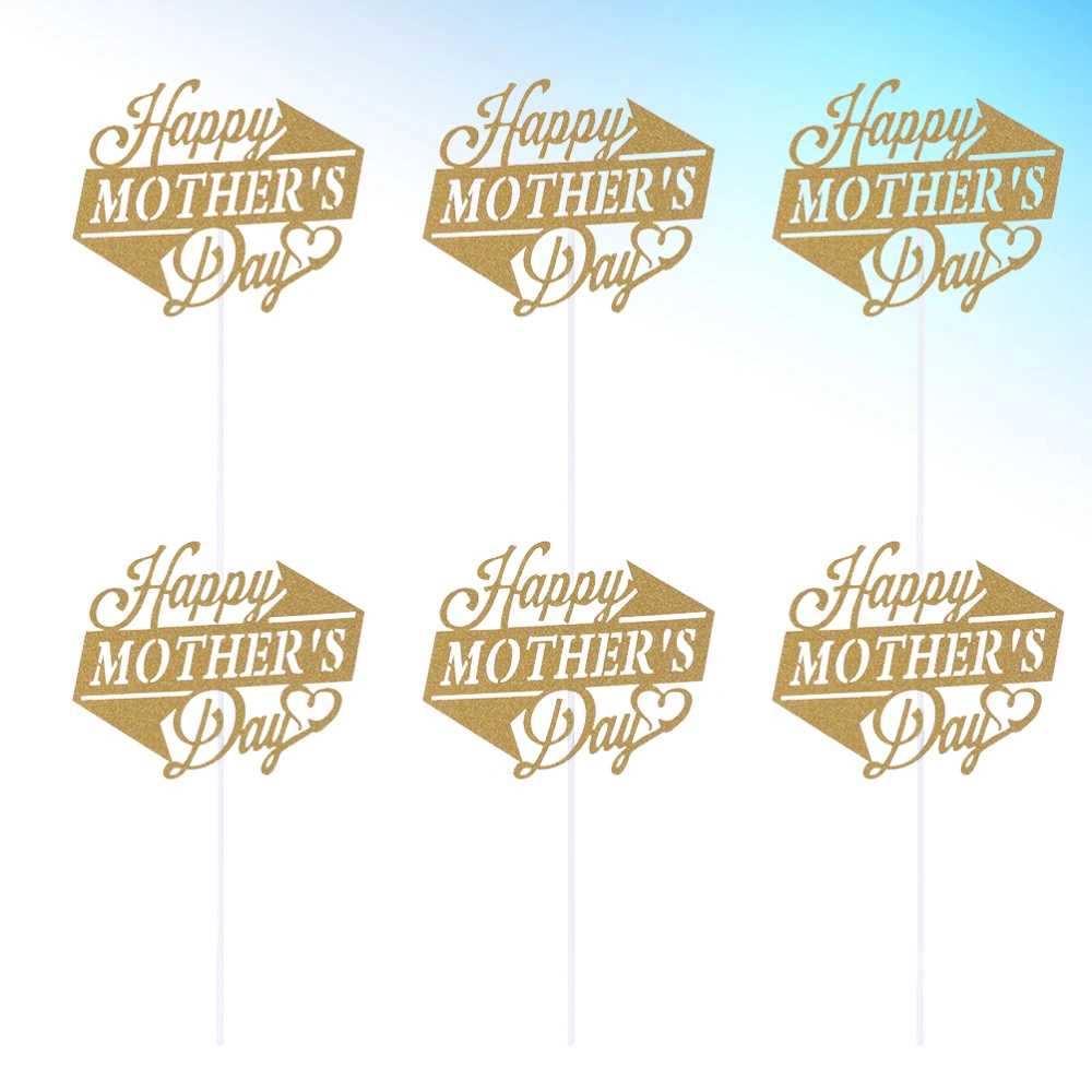 20pcs Happy Mothers Day Cake Toppers Party Cake Decoration Glitter Cupcake Picks Party Supplies