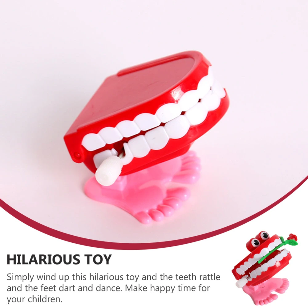 7pcs Wind-up Chattering Teeth Toy Plastic Funny Walking Teeth Toy Random Style