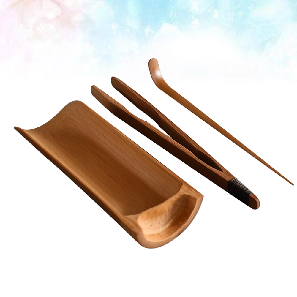 3PCS Bamboo Wood Tea Set Accessories Delicate Tea Making Tool Kit Practical Tea Ceremony Accessories Chic Teaware Supplies for Teahouse Party