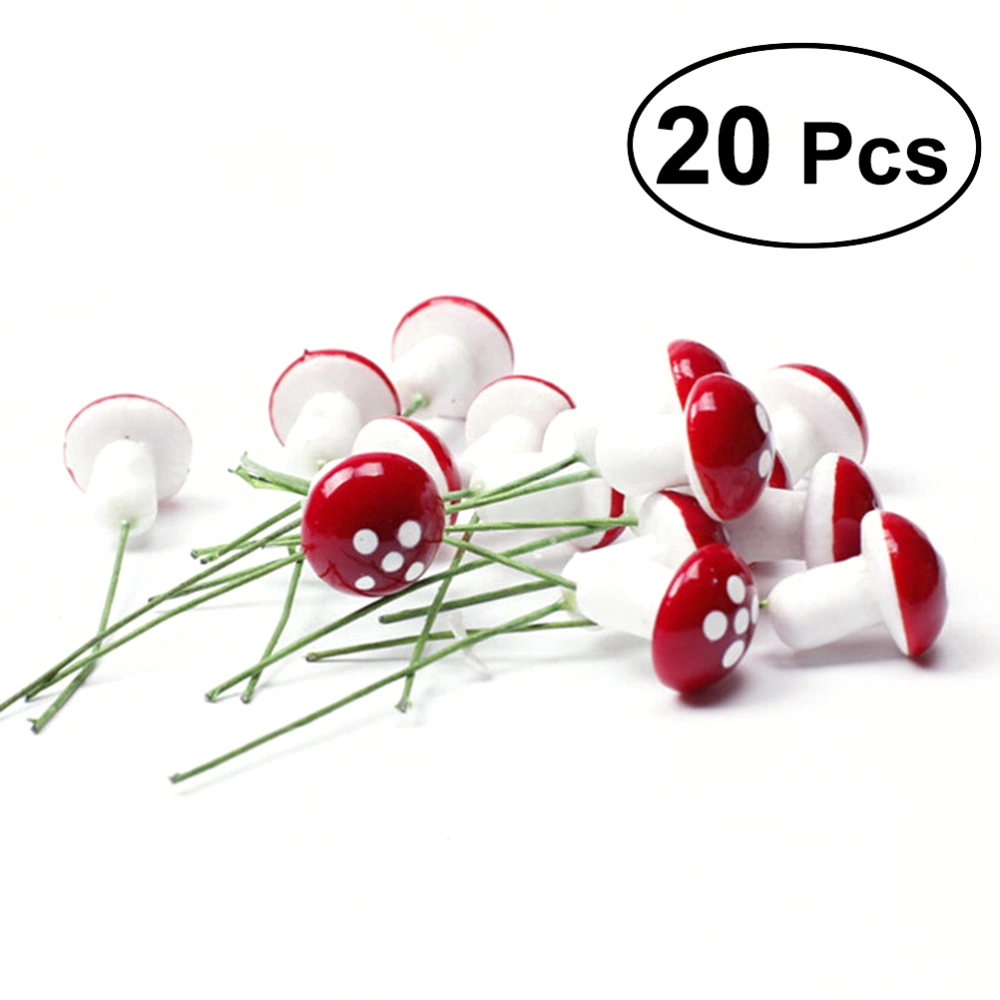 20pcs Mini Mushroom for Garden Ornament Flower Pots Bonsai Micro Landscape Decor (Red)