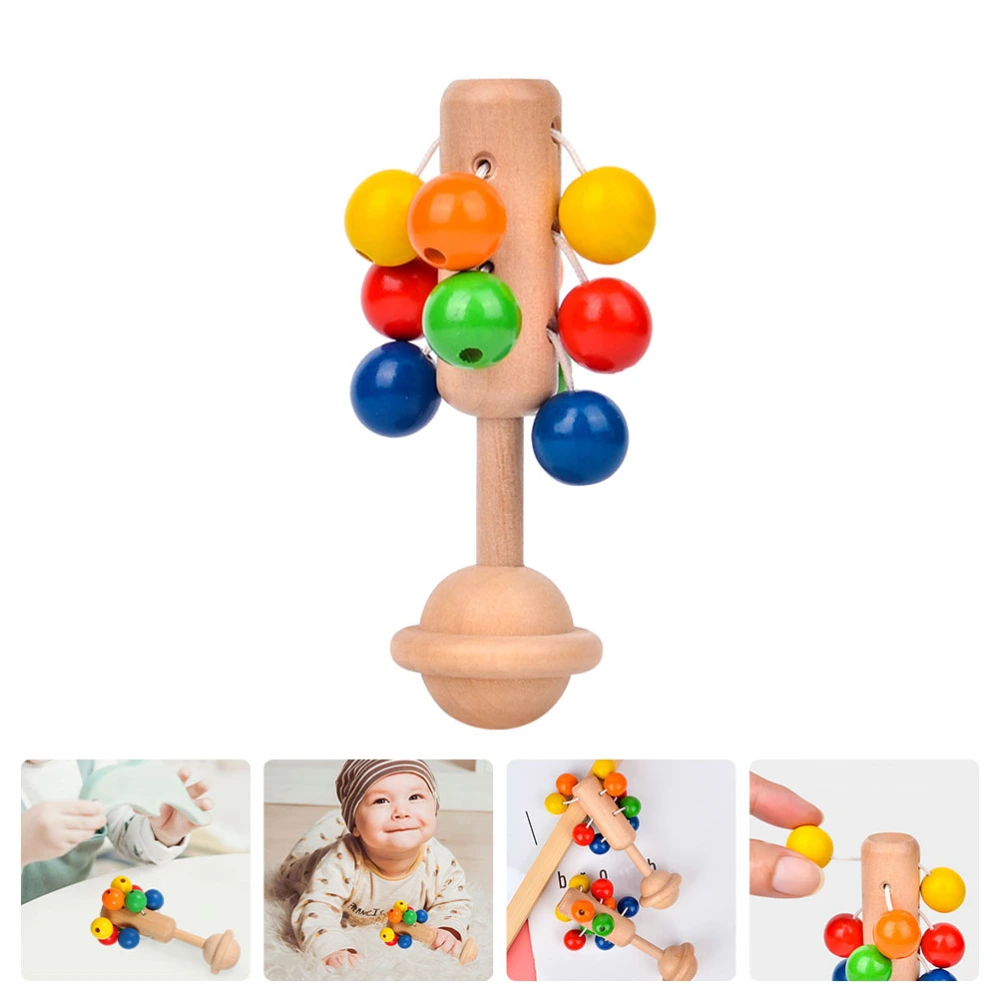 Baby Wooden Rattle Toy Infant Rattle Toy Wooden Handbell Toy Kids Handheld Toy