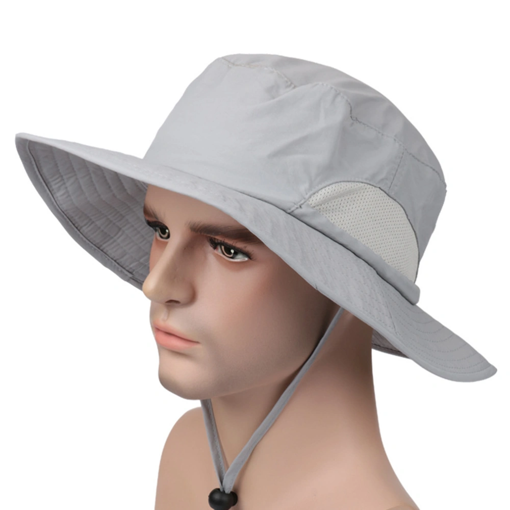 Outdoor Sun Hat with Wide Brim Quick Dry Sun Protection Outdoor Fishing Hat Outdoor Fishing Hiking Hunting UV Protection (Light Gray)