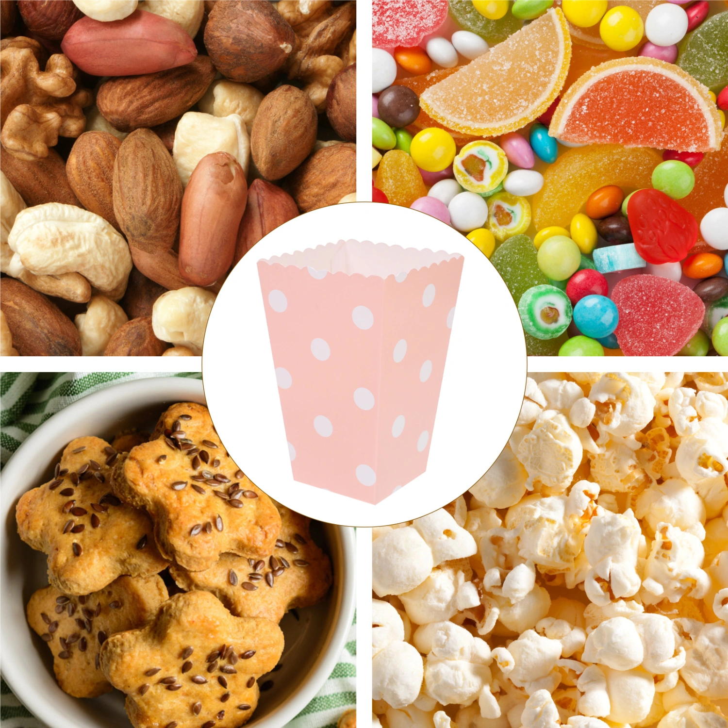 24pcs Popcorn Boxes Holder Containers Cartons Paper Bags Dot Design Snack Box for Movie Theater Dessert Tables Wedding Favors (Pink)