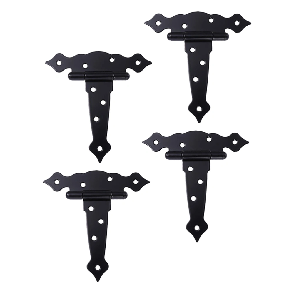 4pcs T-shaped Gate Hinges Heavy Duty Hinges Black Shed Barn Door Hinges