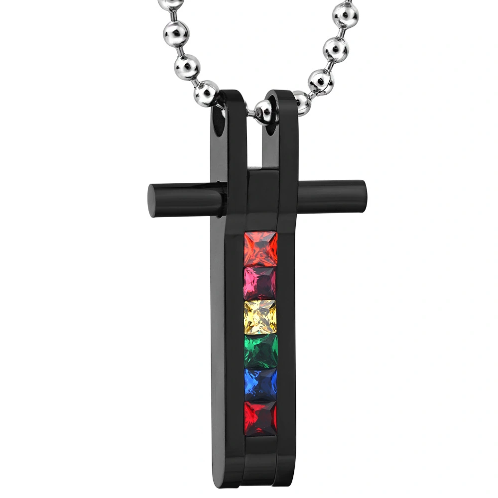 Pride Cross Pendant Cross Charm Metal Cross Pendant Necklace Titanium Steel Cross Ornament