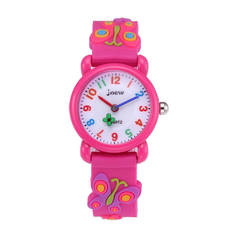 3D Cartoon Watch Kids Quartz Watch Silicone Rubber Strap Wrist Watch Student Time Clock Wristwatch for Boys Girls (Rosy)