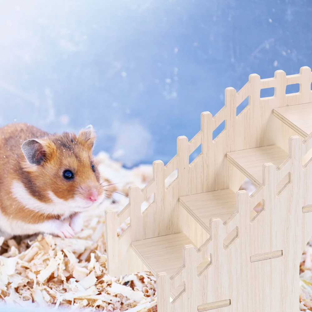 Hamster Climbing Ladder Small Ladder Toy Chinchilla Biting Ladder Wood Chinchilla Hideout