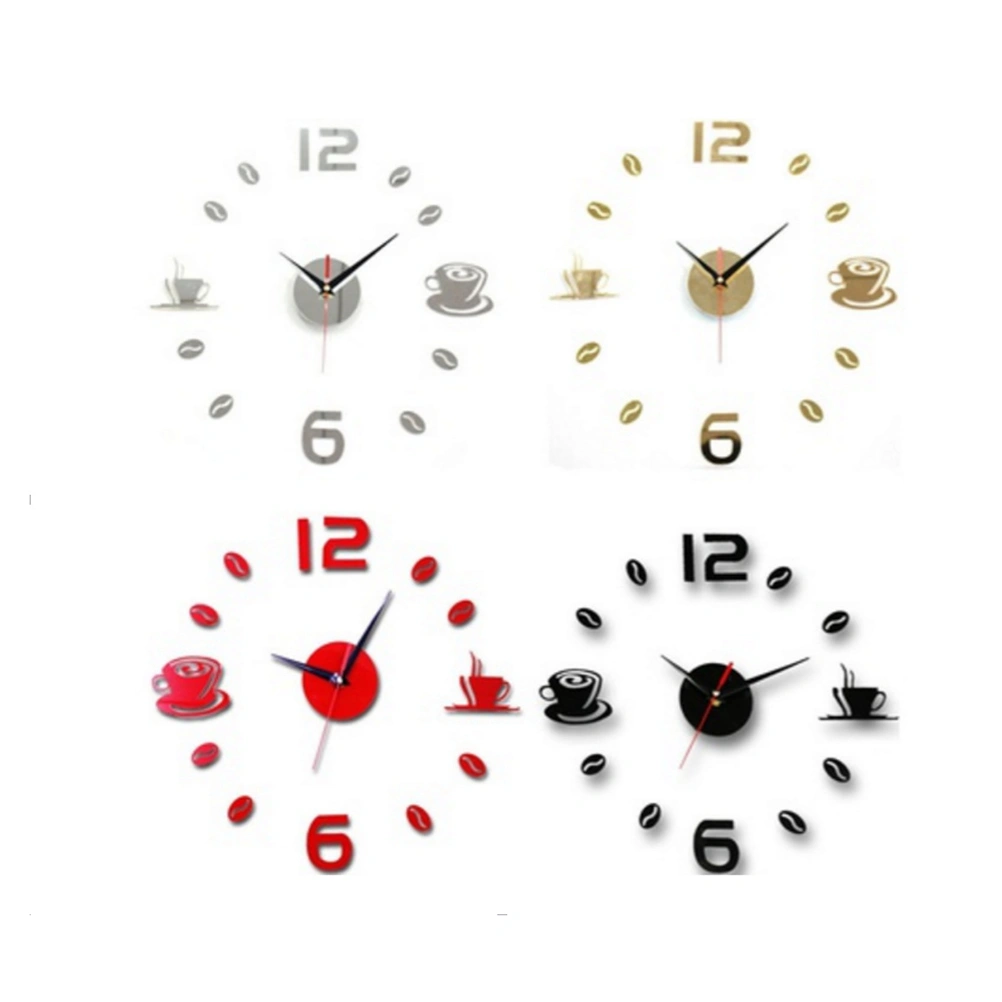 Digital 3D Roman Sticker Wall Decor Mirror Clock for Home DIY Acrylic Wall Clock Wall Decoration (Black)