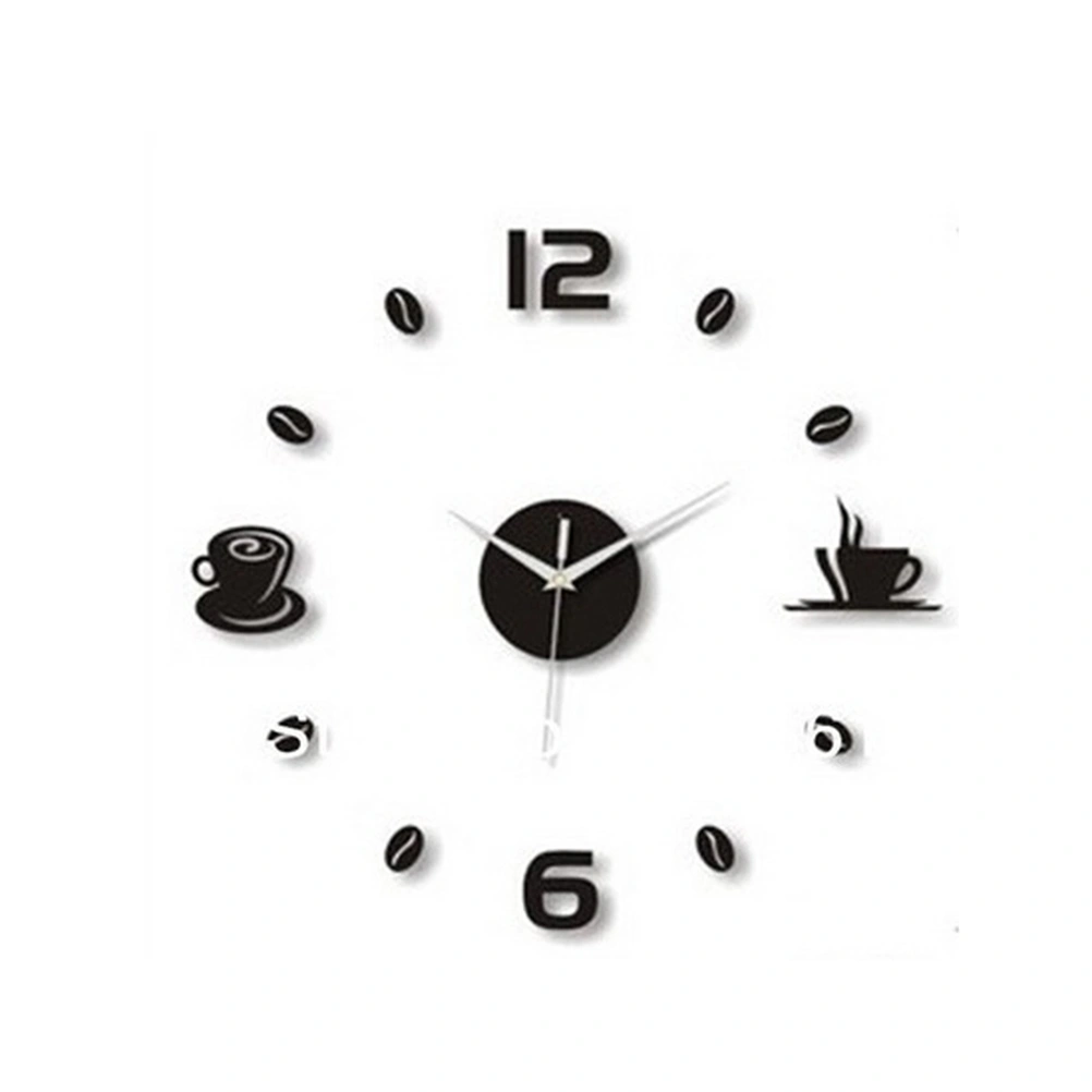 Digital 3D Roman Sticker Wall Decor Mirror Clock for Home DIY Acrylic Wall Clock Wall Decoration (Black)