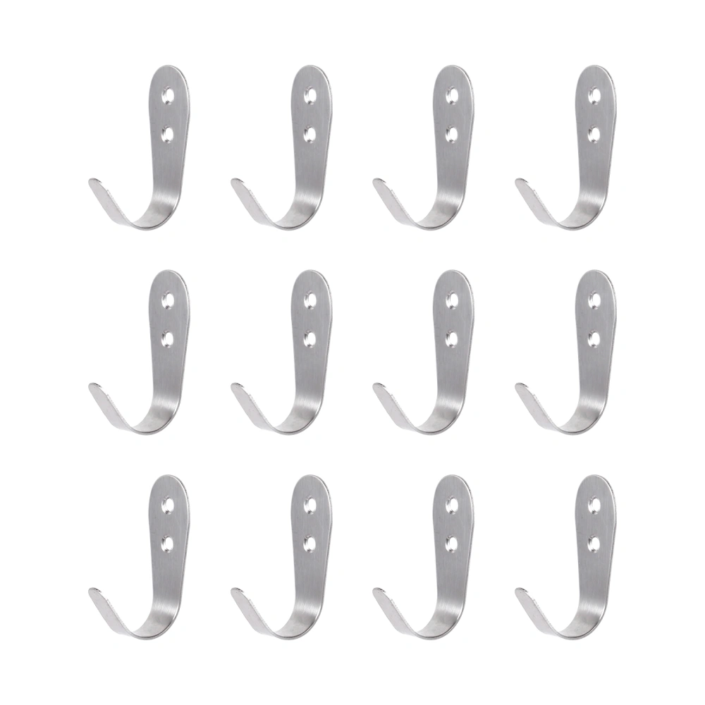 12pcs U-shape Clothes Hanging Hook Stainless Steel Solid Hanger for Home