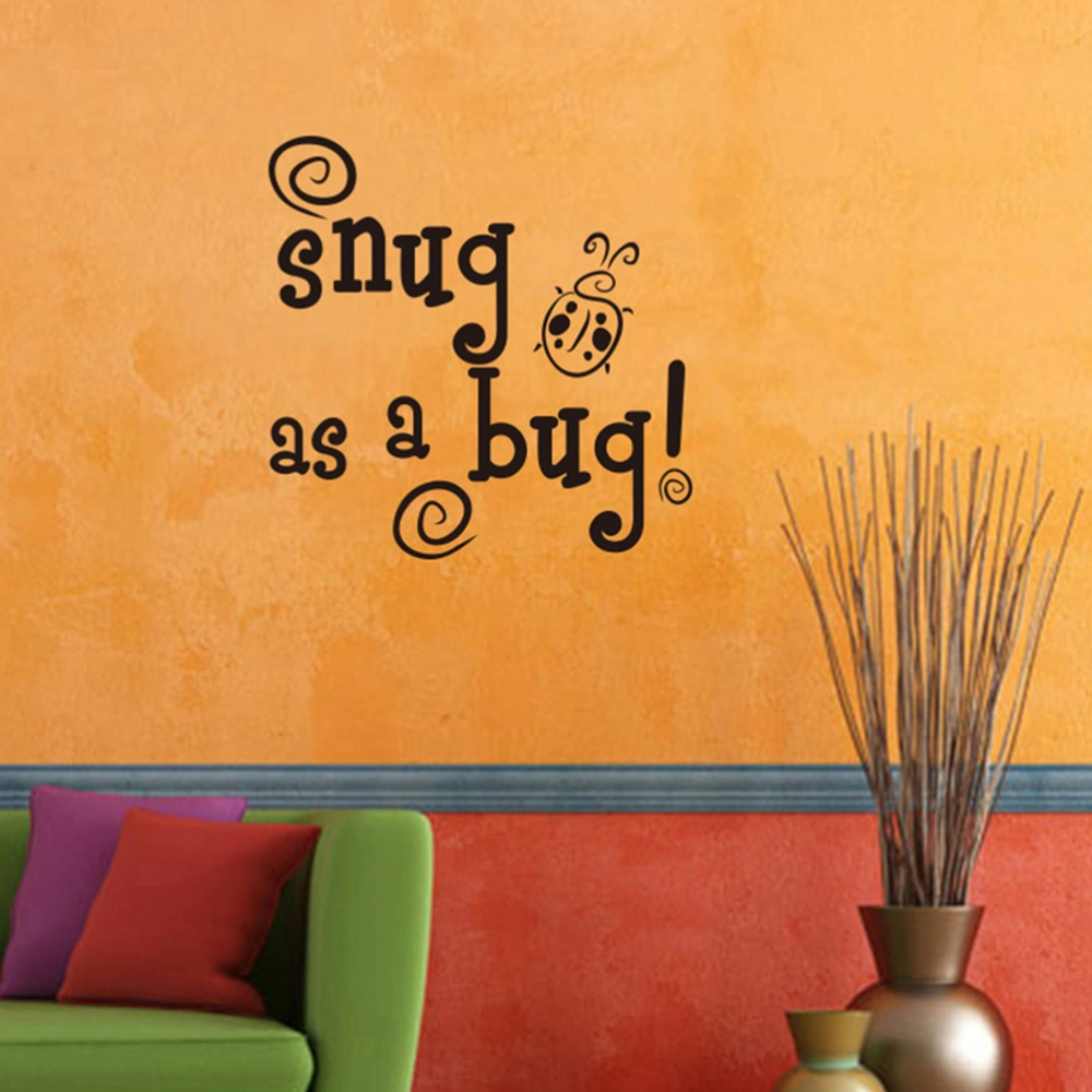 Snug Bug Words Wall Paste Mural PVC Removable Art Sticker for Bedroom Living Room