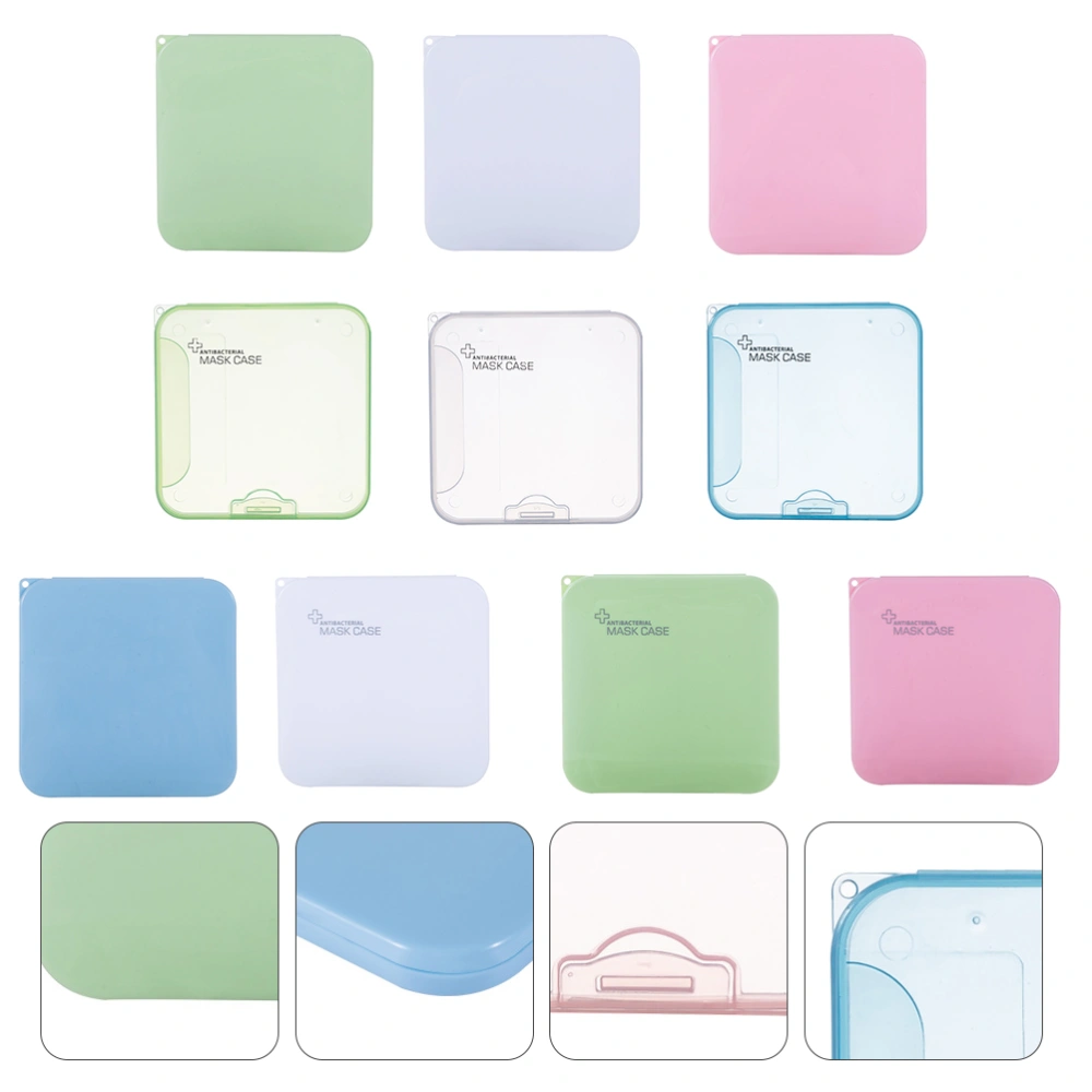 10pcs Disposable Mask Storage Box Mask Temporary Container (Assorted Color)