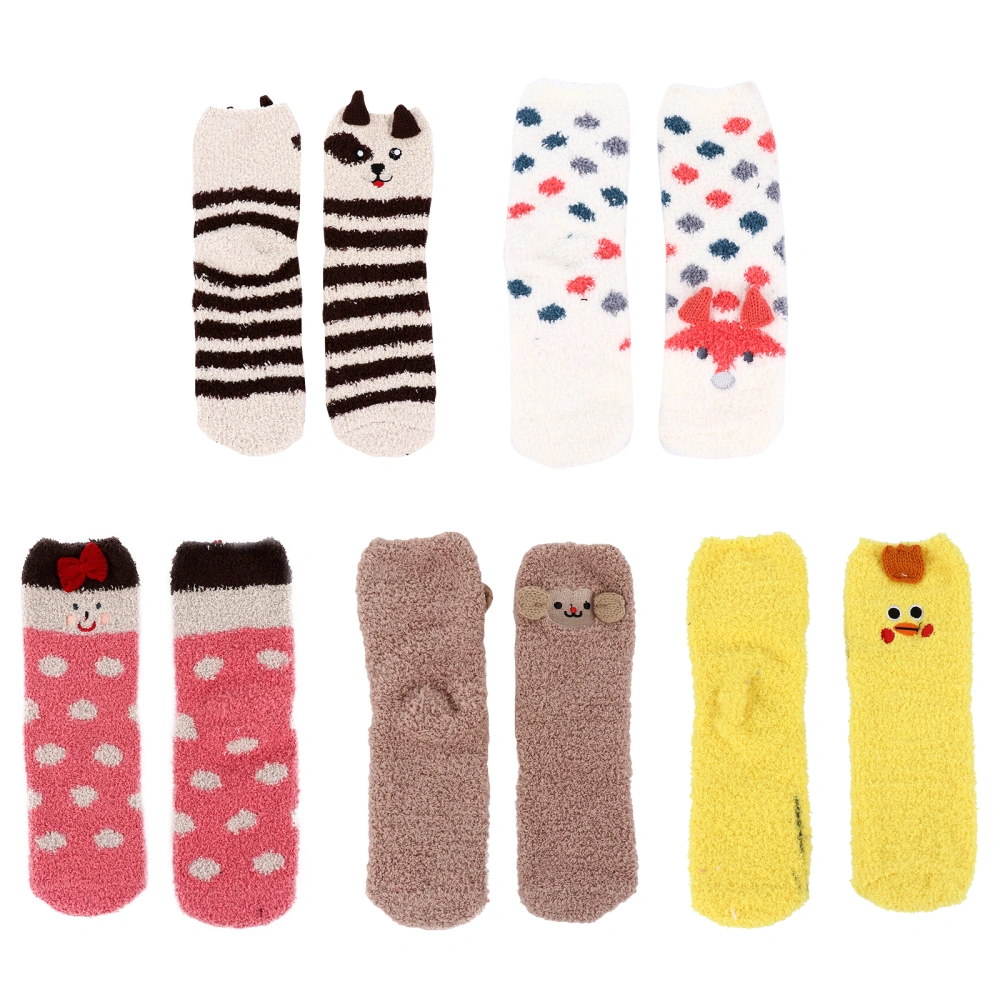 5 Pairs of Winter Warm Sleeping Socks Adorable Socks Women Household Warm Socks