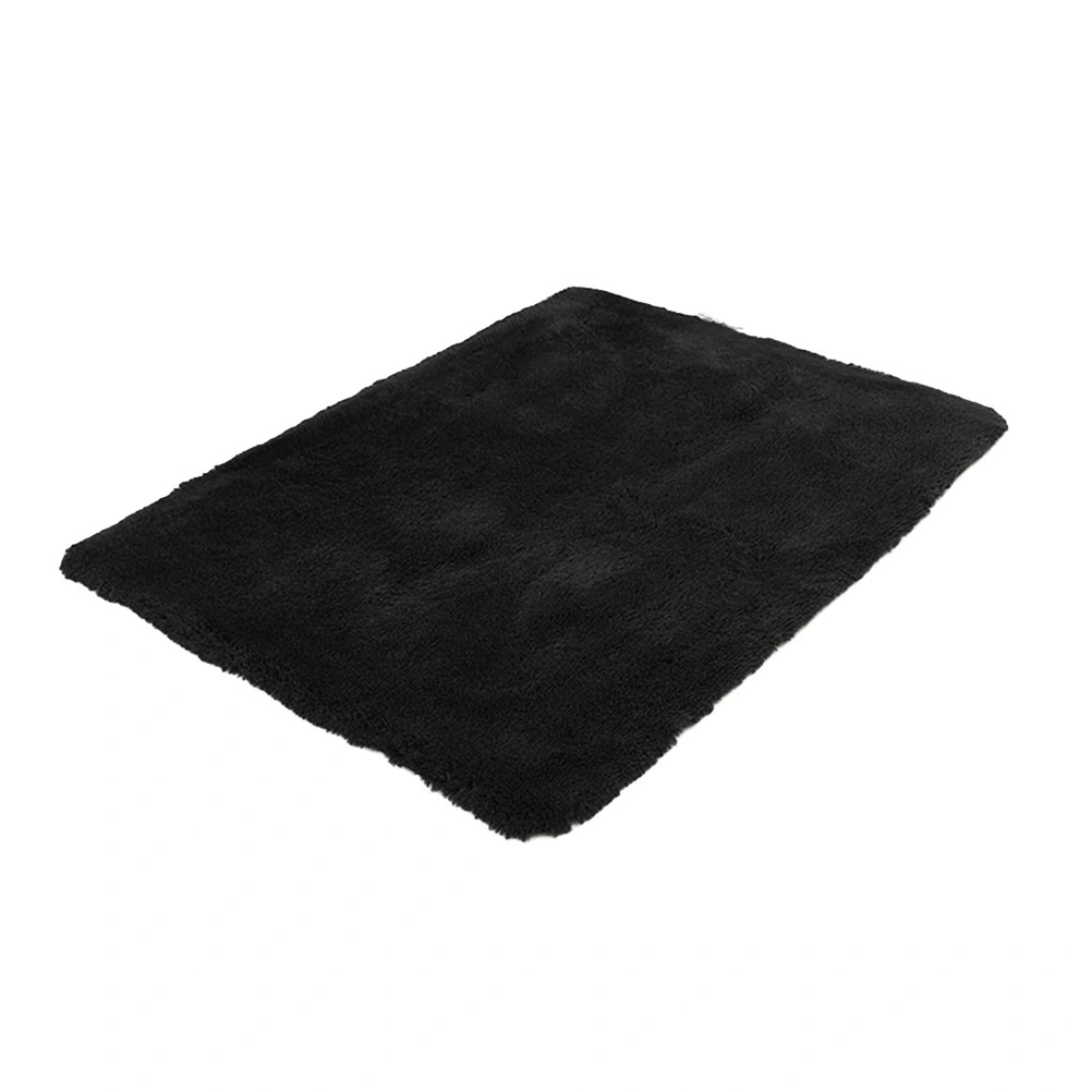 Modern Rugs Living Room Carpet Bedroom Rug for Children Play Solid Home Decorator Floor Mat Carpet 50x80cm (Black)