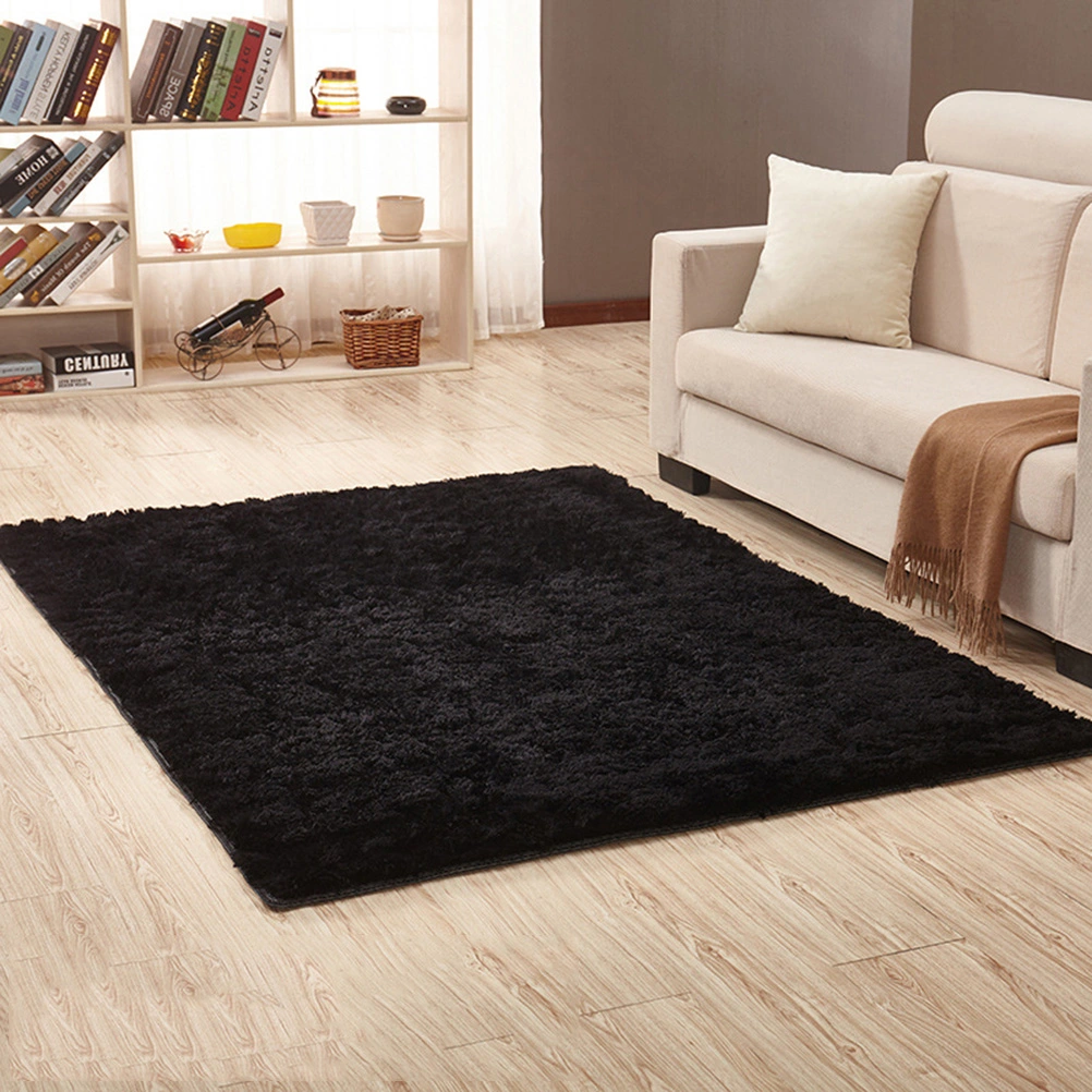 Modern Rugs Living Room Carpet Bedroom Rug for Children Play Solid Home Decorator Floor Mat Carpet 50x80cm (Black)
