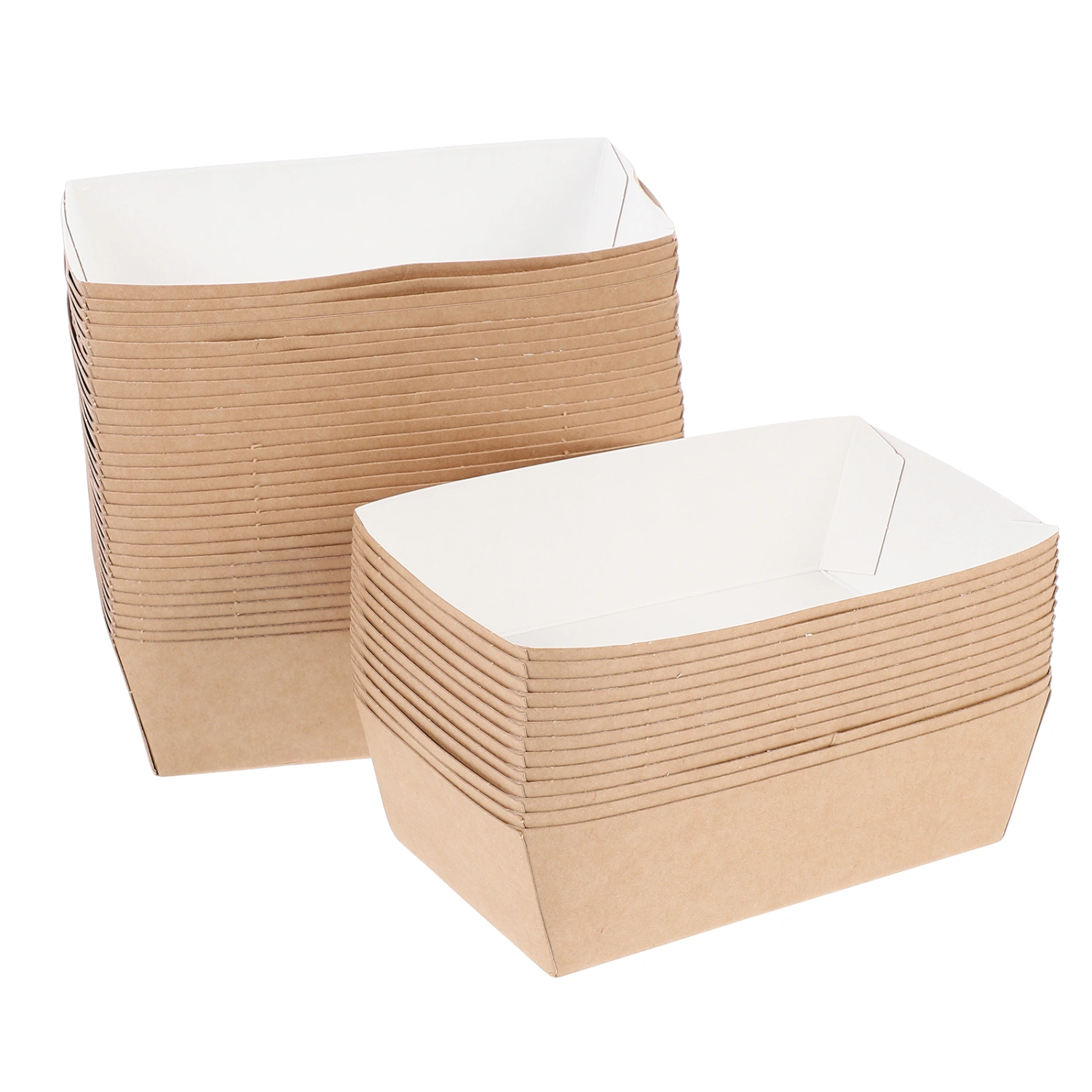 50pcs Disposable Kraft Paper Fold-free Oil-proof Ship Shape French Fries Cases