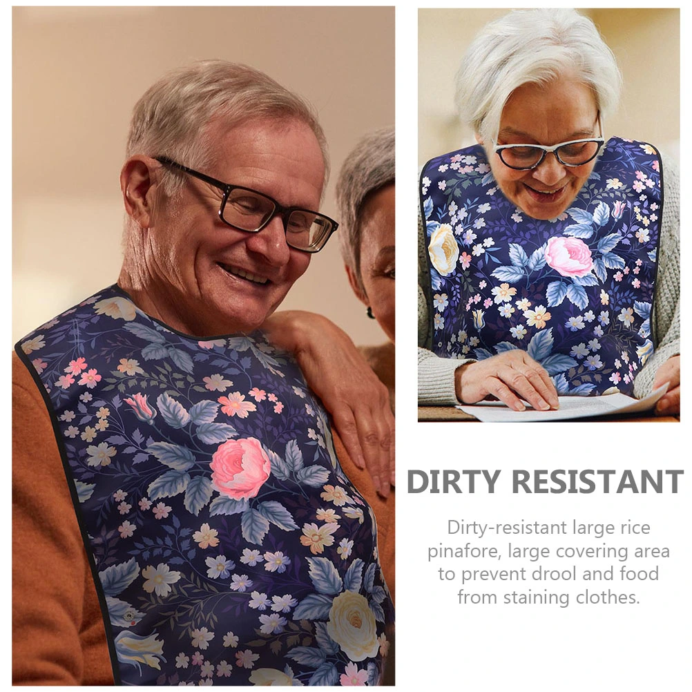 2pcs Durable Elderly Rice Food Saliva Pinafore Polyester Pinafore for Adults