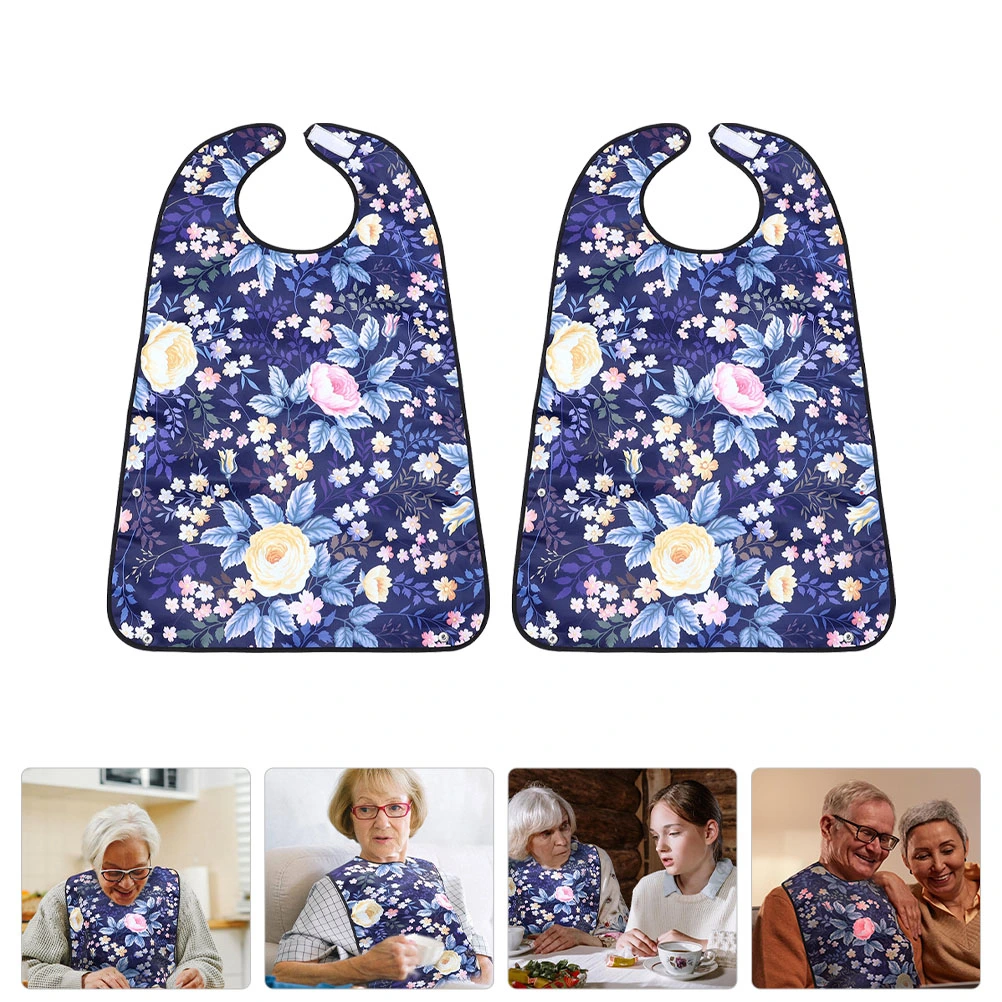2pcs Durable Elderly Rice Food Saliva Pinafore Polyester Pinafore for Adults