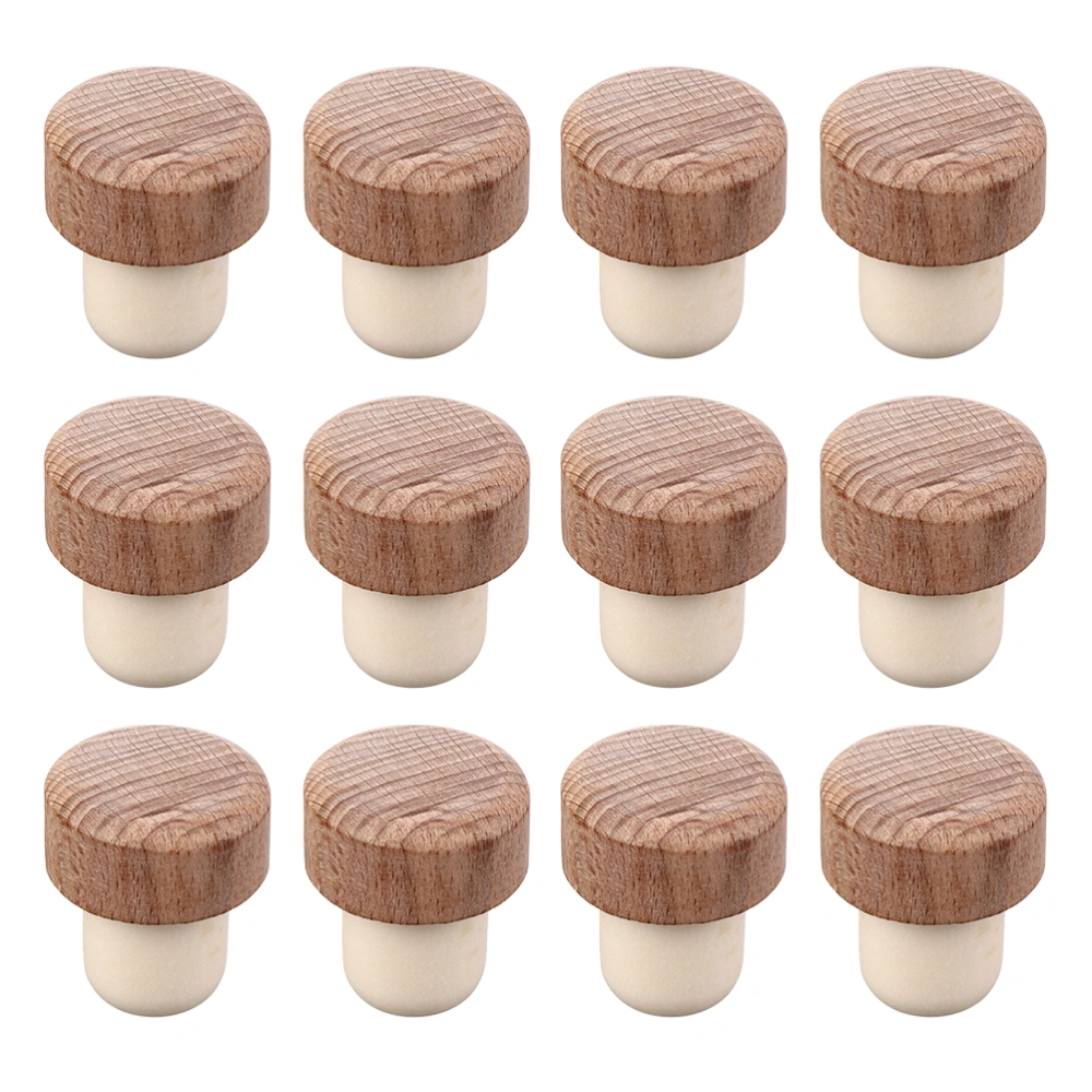 12pcs Wooden Wine Bottle Plugs Sealing Plugs Stopper Wine Bottle Stoppers (Beige)