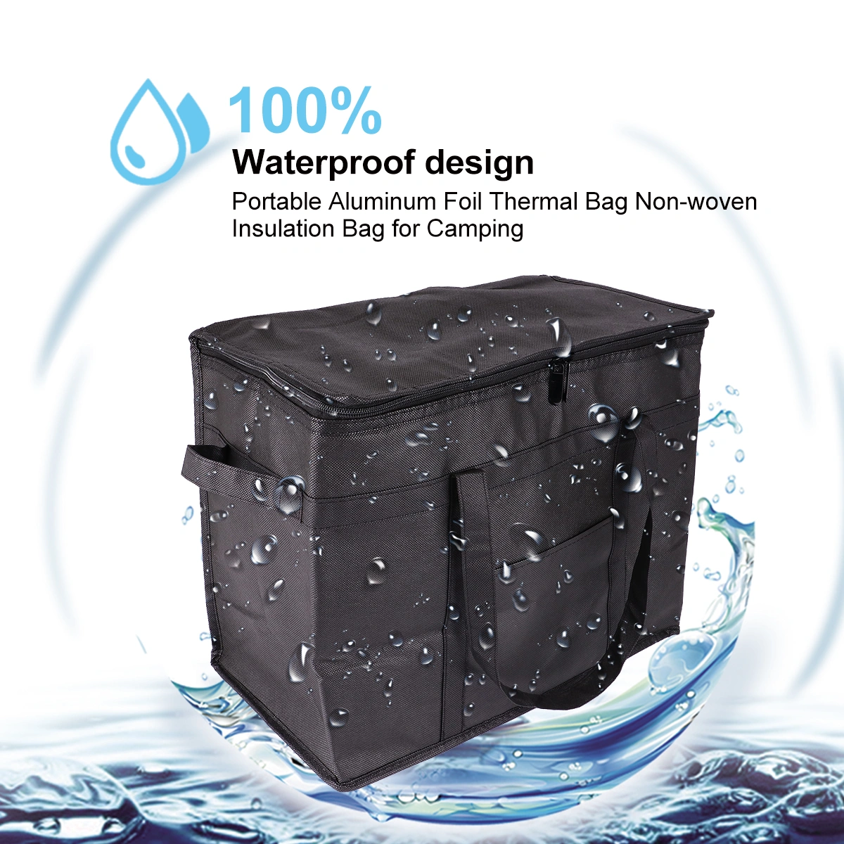 1Pc Breathable Picnic Bag Insulated Fresh-keeping Bento Bag for Picnic (Black)