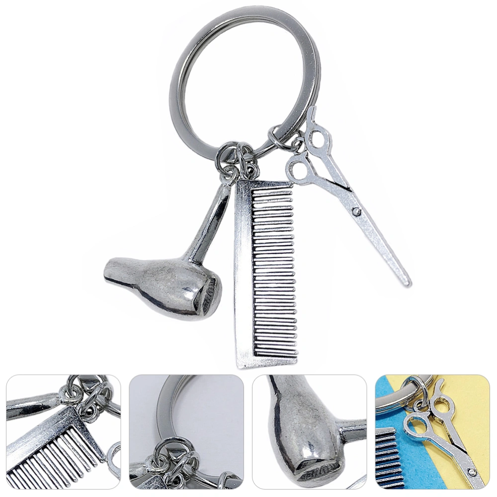 Alloy Key Chain Key Ring with Hair Dryer Scissors Comb Pendant Great Gift