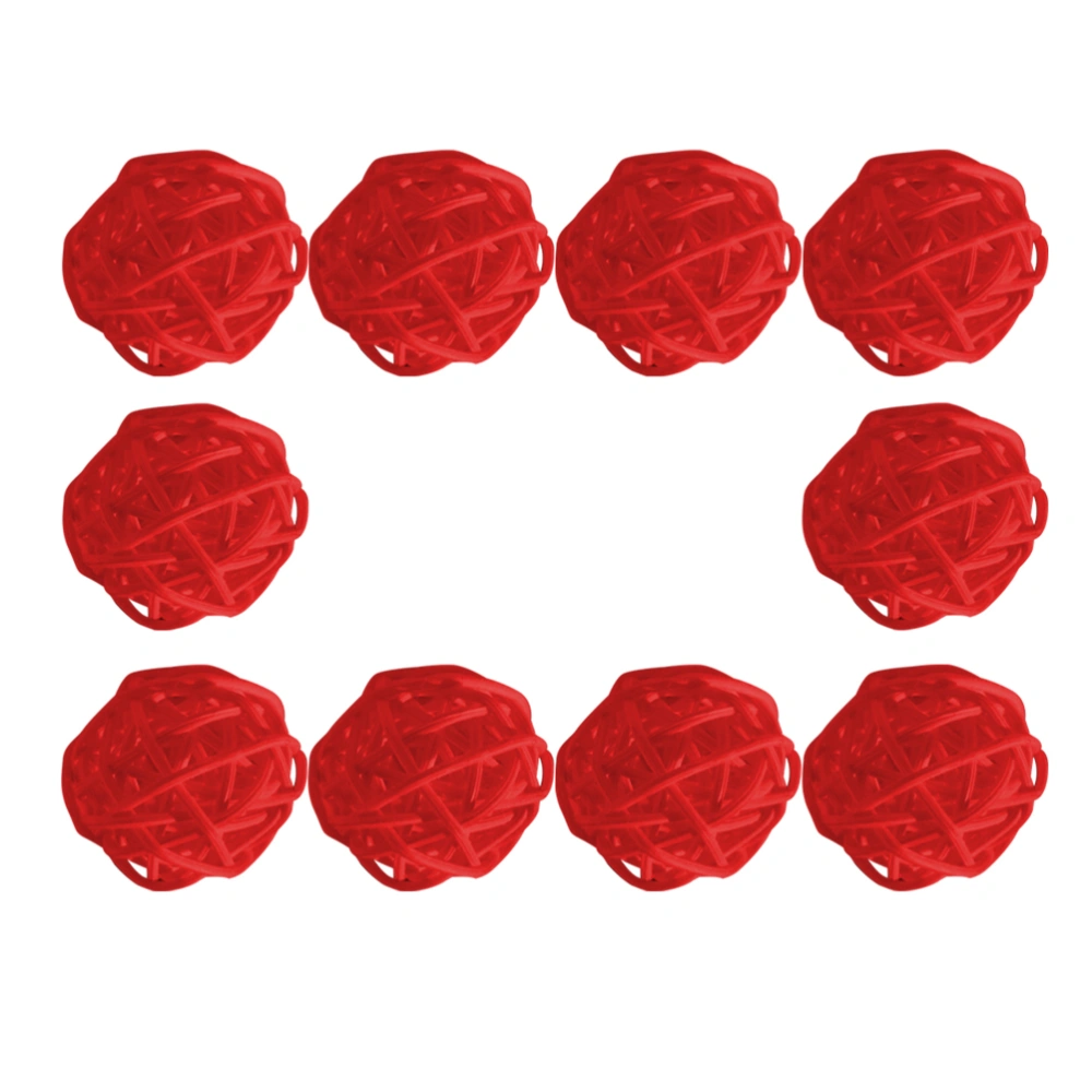 10PCS 6cm Hand Knitting Decorative Vine Balls Rattan Balls Room Pendant Tree Hanging Ornaments for Kindergarten Cafe Bar Wedding (Red)