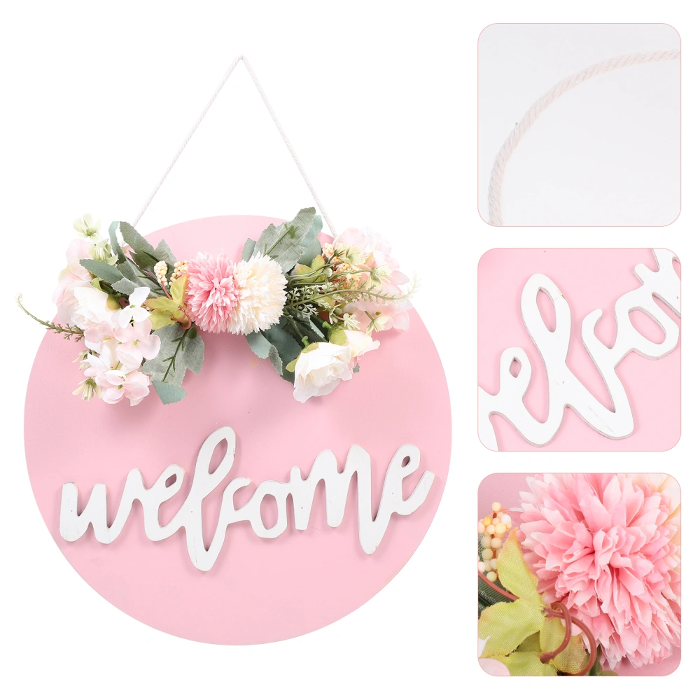 1 Set Wooden Door Sign Front Door Sign Flower Welcome Sign Doorplate Hanging Sign