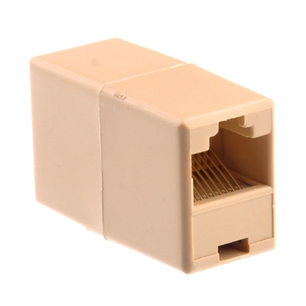 10pcs RJ45 8-pin Female to Female Ethernet Network Cable Extension Couplers Connectors (Beige)