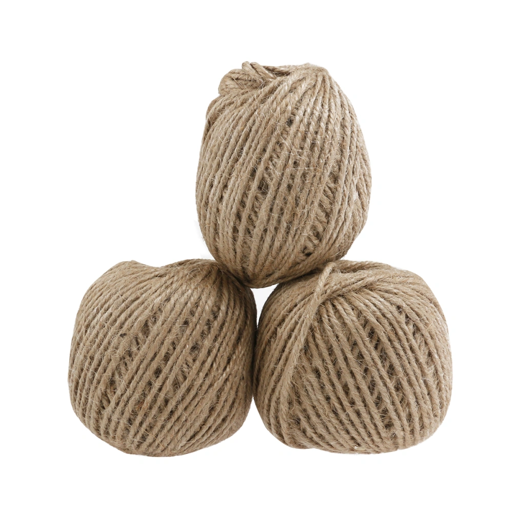 3 Rolls of 55M Natural Jute Twine for DIY Arts and Crafts / Industrial Packing Materials / Gardening Applications