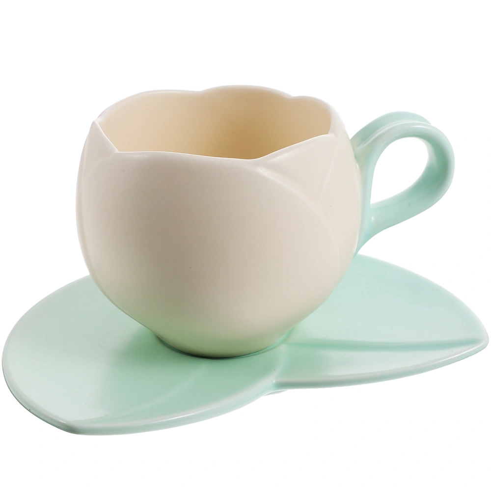 1 Set of Coffee Cup with Saucer Ceramic Coffee Cup Tulip Design Tea Cup Milk Cup