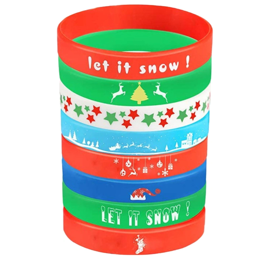 8pcs Christmas Decoration Bracelets Unisex All-match Wristbands (Assorted Color)