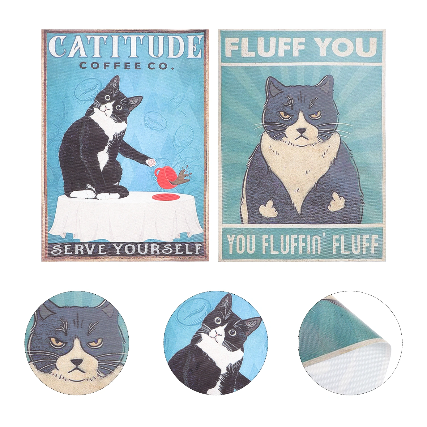 2pcs Frameless Painting Wall Decor Unique Cat Wall Arts Cat Decor for Cat Lovers