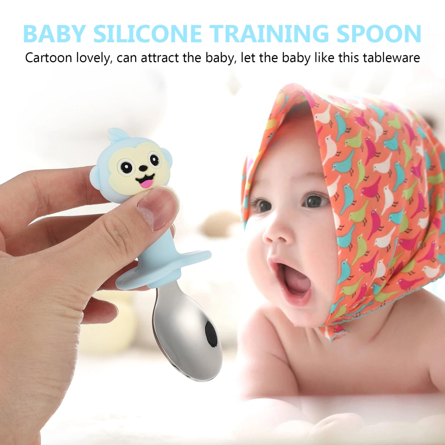 1 Set 2pcs Toddler Spoon and Fork Baby Dinning Training Tableware Set for Kid