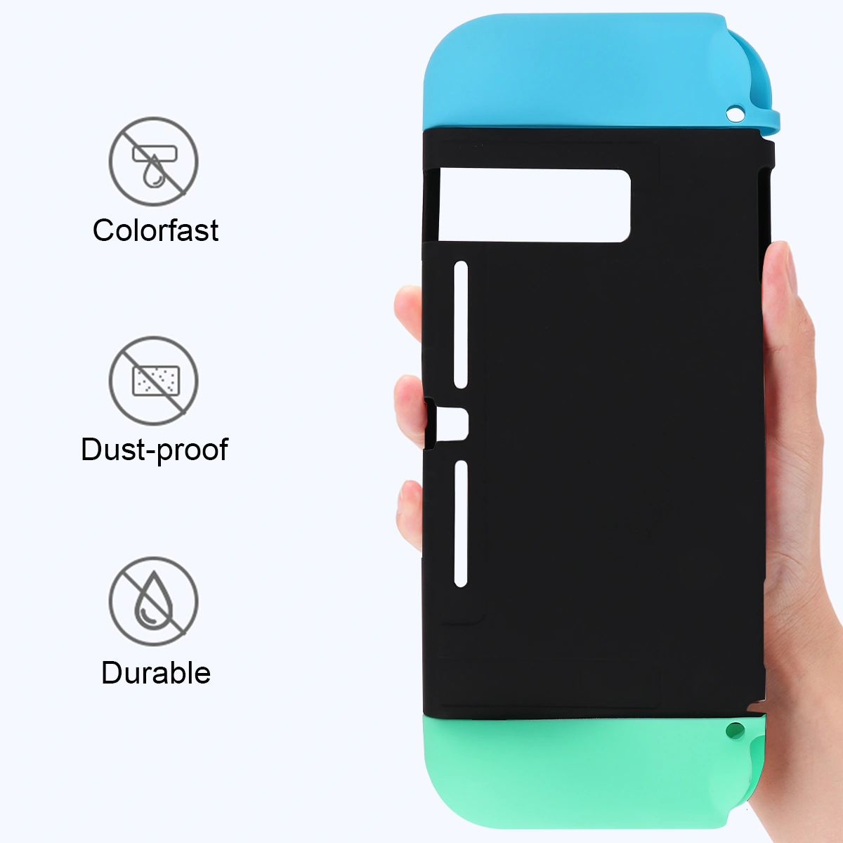 Durable TPU Protective Shell Shockproof Wear-resistant Host Case Compatible for Switch (Gamepad + Middle Frame, Forest Color)