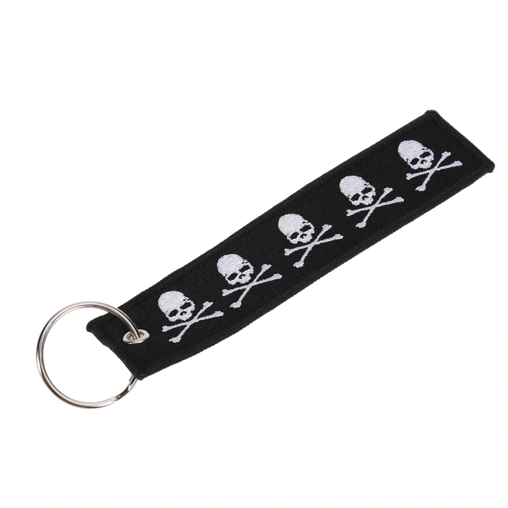 Halloween Skull Head Keychain Car Keyring Purse Bag Pendant Decoration Hanging Keychain Accessory Creative Gift (Black)