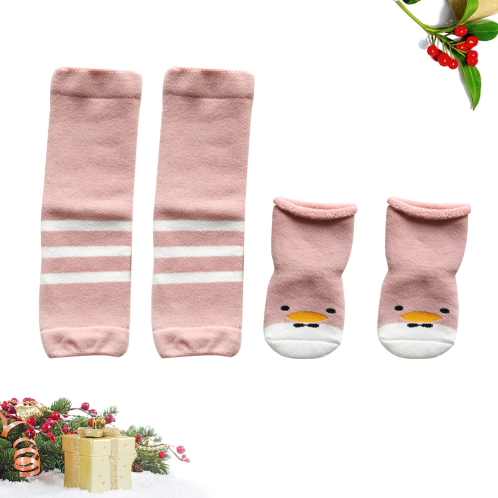 1 Pair Baby Prewalker Socks Anti-slip Duck Pattern Kids Socks Floor Socks - Size S (Pink)