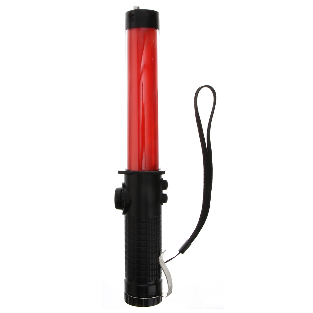 1PC 30CM Portable LED Lamp Fire Control Traffic Baton Whistle Broken Window Baton Emergency Roadside Beacon Magnet Hook Fire Baton Without Battery for Outdoor Camping Use (Red Battery Style)