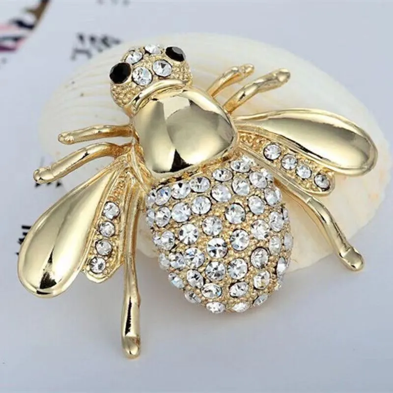 Rhinestone Bee Brooch  Insect Animal Pin Badge Shawl Brooch Pin Women Jewelry Supplies