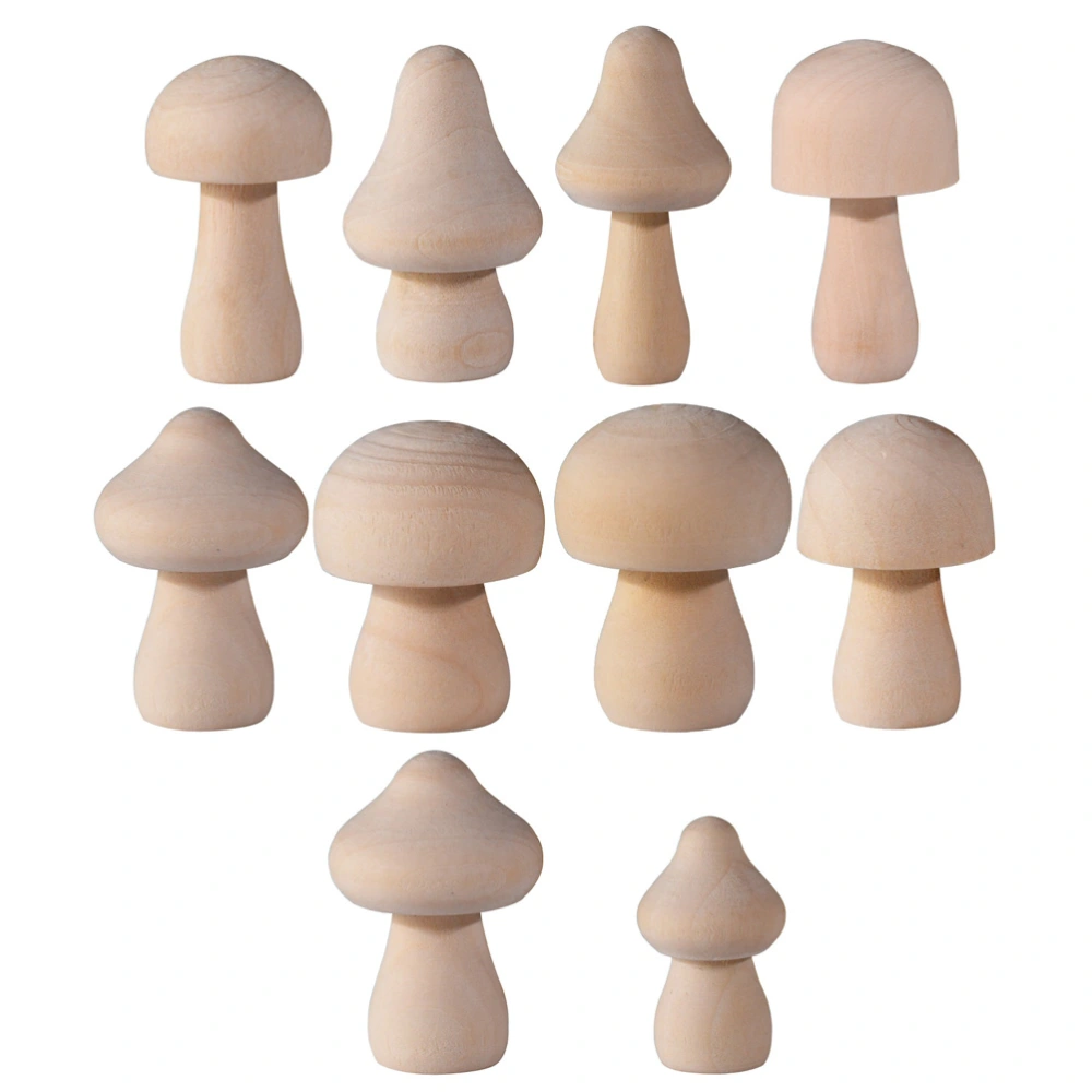 10pcs DIY Blank Mushroom Decorations Wooden Mushroom Ornaments Mushroom Props