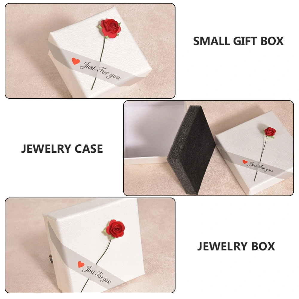 Jewelry Small Gift Candy Box Paper Gift Box for Valentine's Day (White)