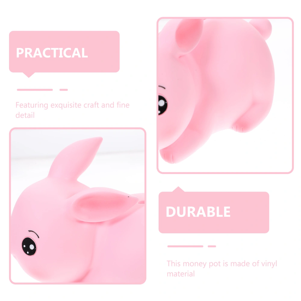 Lovely Piggy Bank Coin Bank Bunny Money Saving Pot Vinyl Rabbit Statue Decor