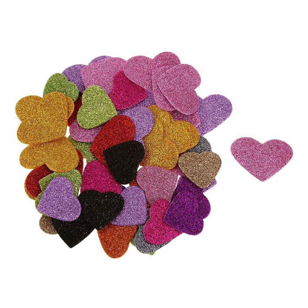 45pcs Glitter Heart Shape Self Adhesive Sticker for Kids Craft (Mixed Color)