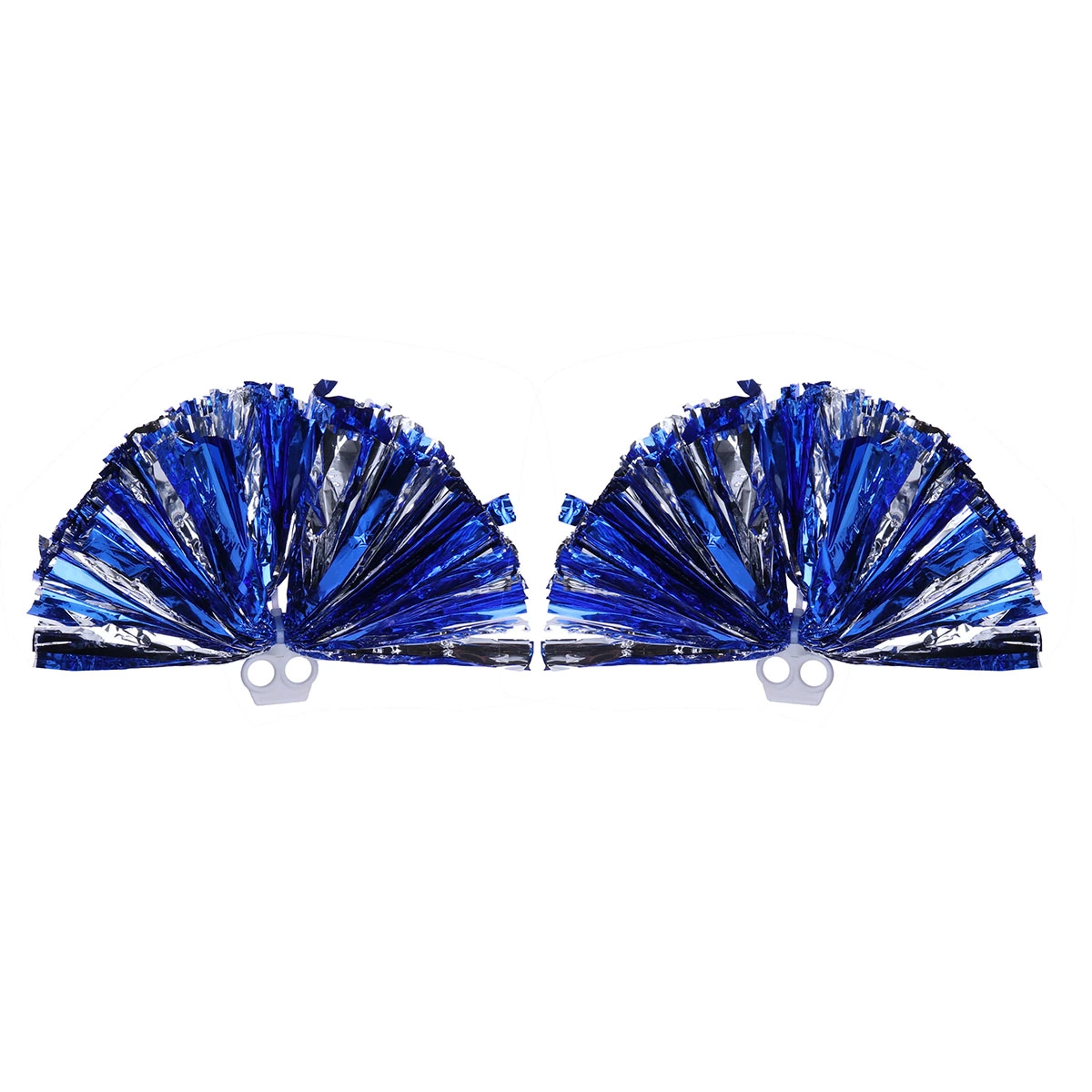 2 Pcs Plastic Ring Pom Poms Cheering Squad Spirited Fun Cheerleading Kit Cheer Poms for Both Kids College and High School Competition Cheering Sports Events - Blue and Silver (30cm)