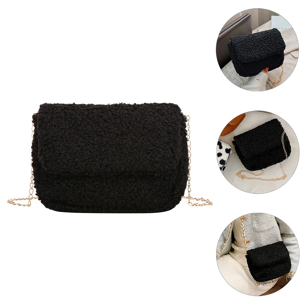 1pc Autumn Winter Fashion Plush Single Shoulder Crossbody Small Square Bag