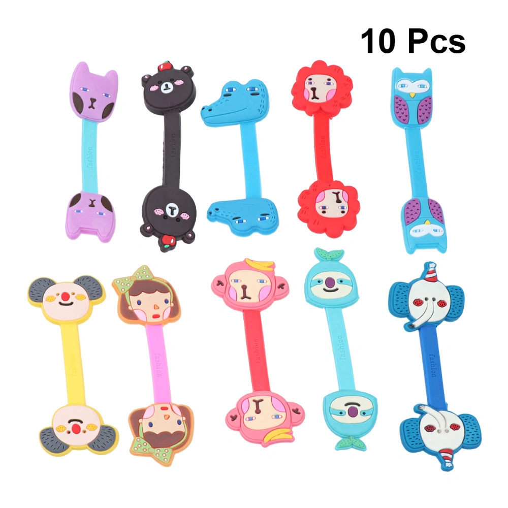 10Pcs Creative Plastic Mini Cable Organizer Different Cartoon Animal Shaped Cable Cord Management Headset Earphone Winders Ties(Mixed Color)