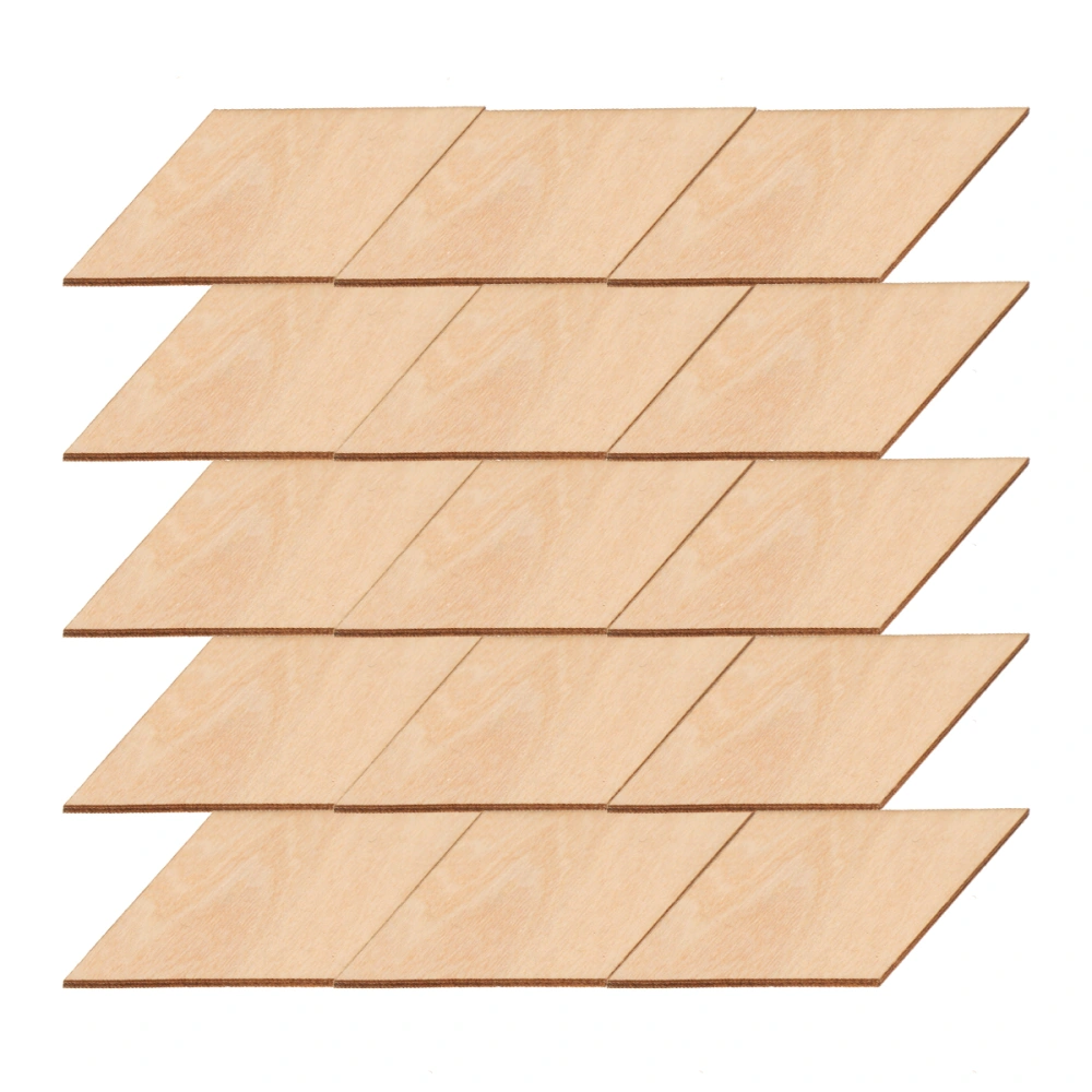 30pcs DIY Rhombus Wooden Pieces Creative Wood Crafts Home Decor Wood Chips Model Handicraft Materials for Home (40x80mm)