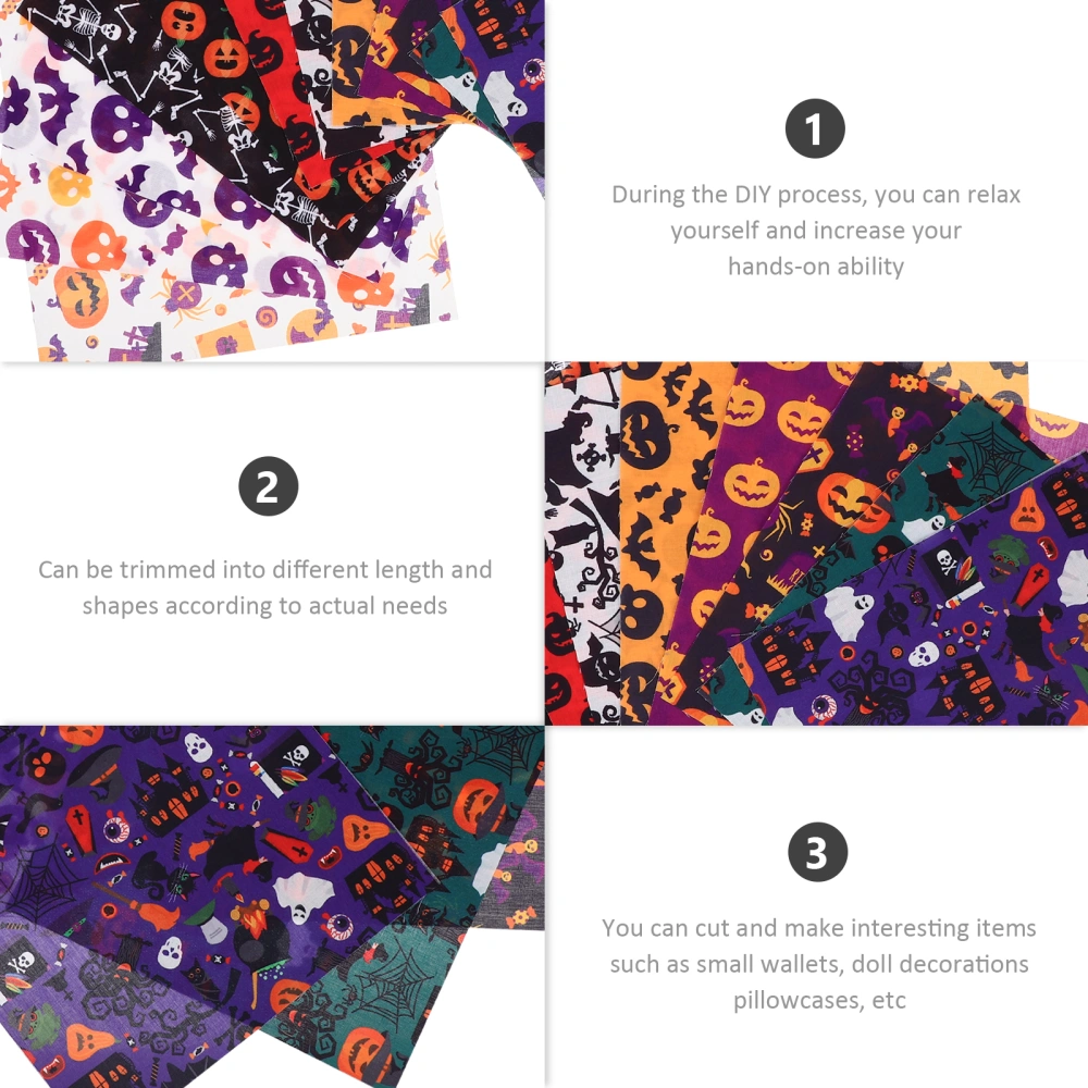 12 Sheets of Halloween Pattern Cloths Sheets Decorative Patchwork DIY Fabric Material