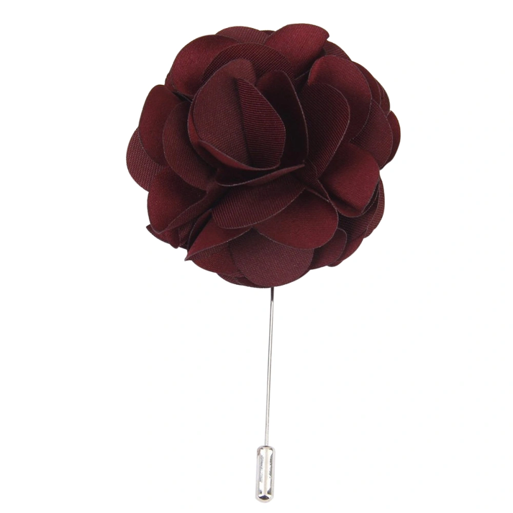 Men Handmade Boutonniere Stick Lapel Tie Pin Brooch (Wine Red)