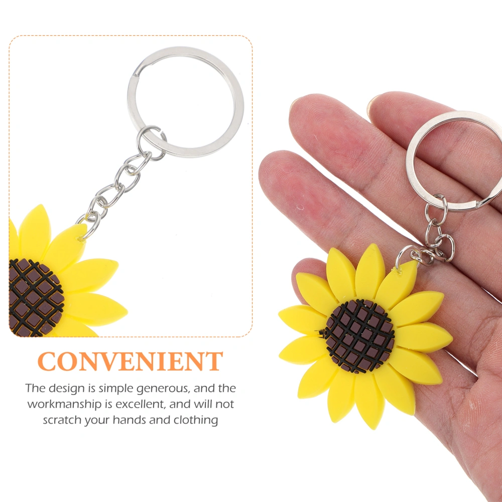 12Pcs Sunflower Keychains Student Lovely Key Rings Simple Home Key Decoration