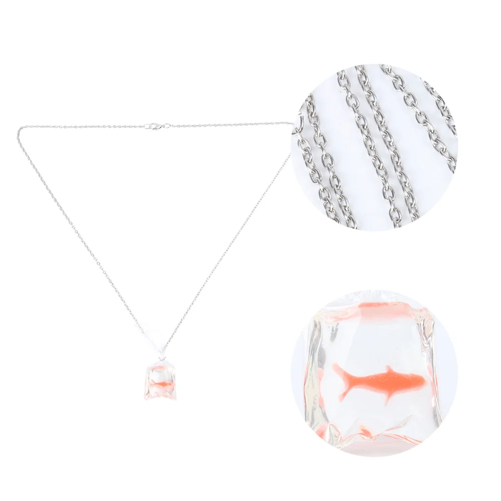 1Pc Creative Fish Necklace Novelty Fancy Carp Transparent Water Bag Resin Pendant